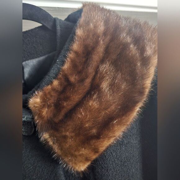 RICEMOR Vintage Wool Mink Collar Coat - Size 12 - Picture 7 of 12